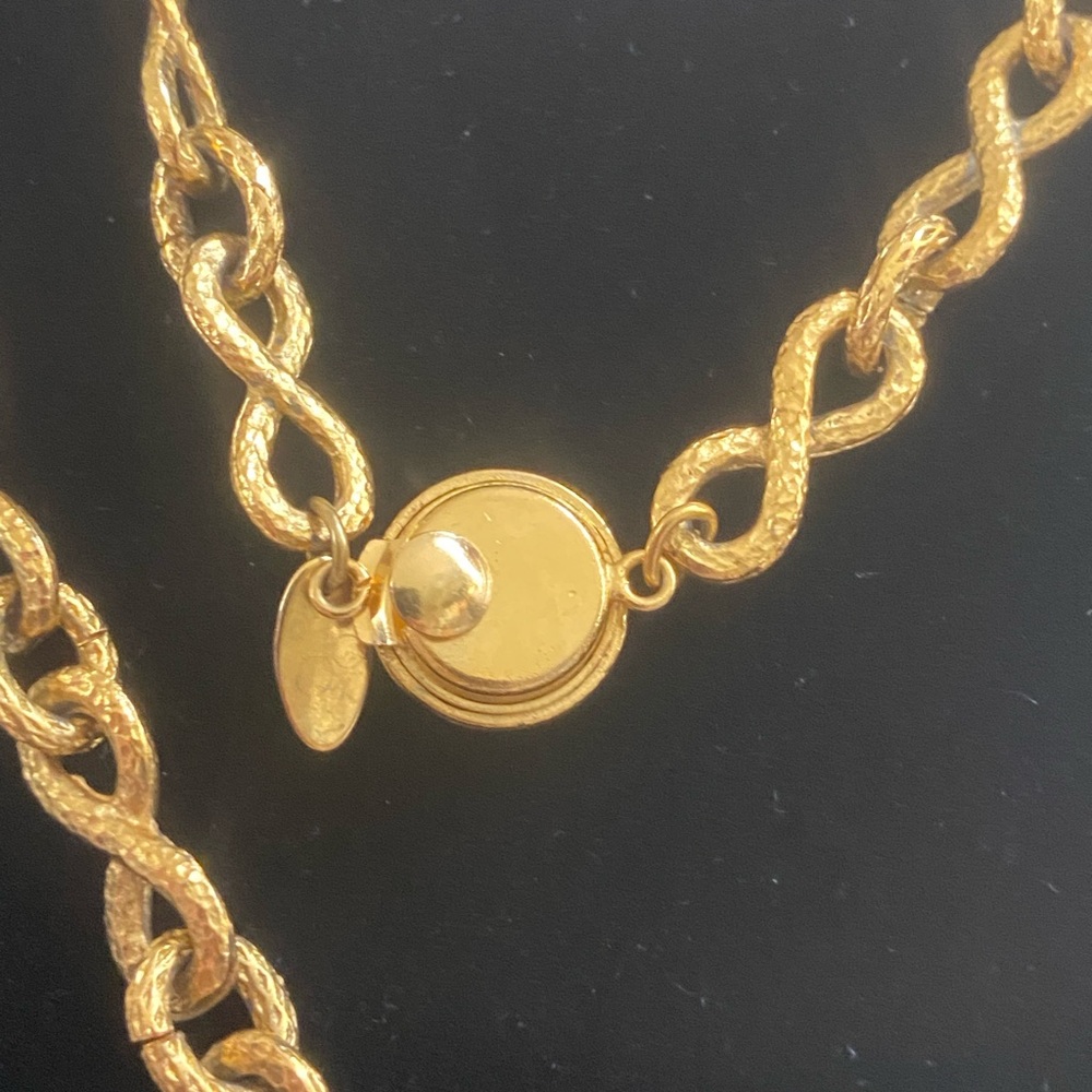 Chanel 24K Gold Plated Chain Long Necklace with Pendant - Picture 5 of 10